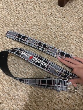 Emily the strange studded plaid belt